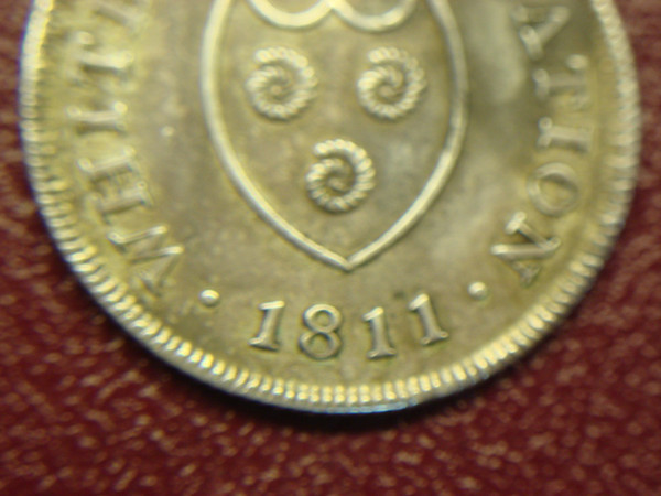 Rare 1811 Whitby Association Silver One Shilling Token (.900 Fine) - Uncleaned Antique Coin