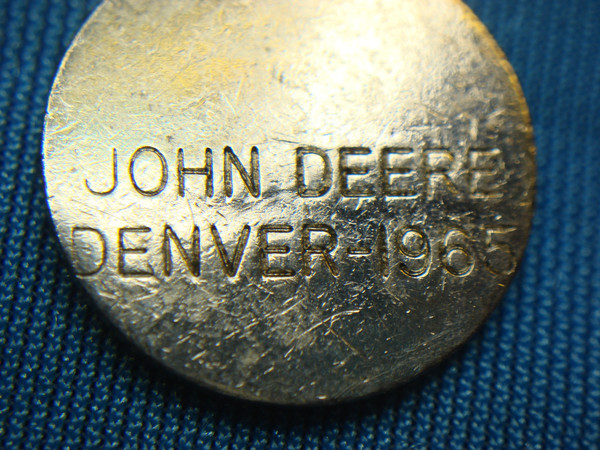 Vintage 1965 John Deere Farm Convention Charm - Denver, Colorado Silver
