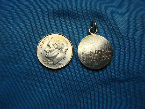 Vintage 1965 John Deere Farm Convention Charm - Denver, Colorado Silver