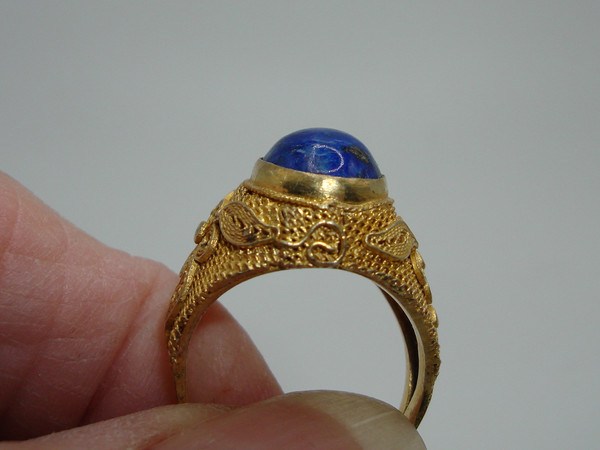 Vintage Sterling Silver Lapis Lazuli Ring | Cannettille Filigree Design | Adjustable Size 6.5-8