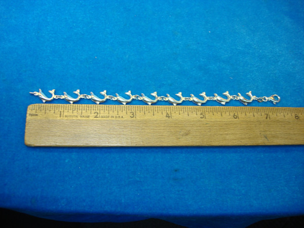 Solid Sterling Silver Dolphin Bracelet - 7.5