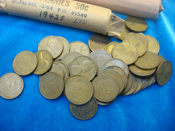 7 x San Francisco Mint Wheat Cent Rolls (1942-1954) - Estate Find
