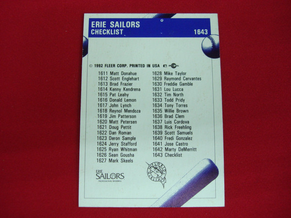 1992 Fleer ProCards Erie Sailors MiLB Team Set - John Lynch, Florida Marlins Affiliate