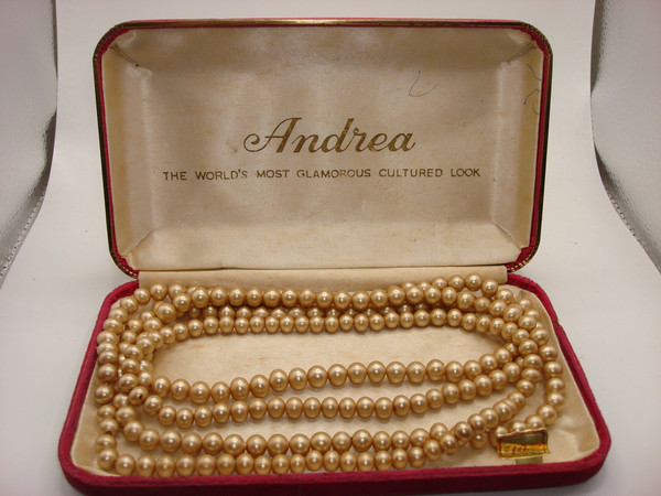 Vintage Andrea Champagne Faux Pearl Necklace (56