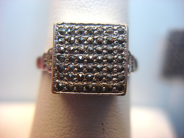 Vintage Sterling Silver Marcasite Ring & Earring Set (Size 7 1/4)