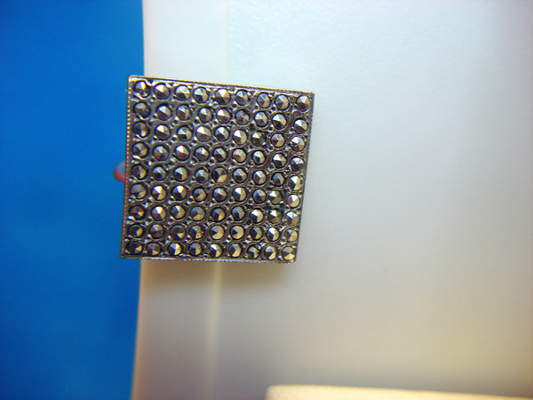 Vintage Sterling Silver Marcasite Ring & Earring Set (Size 7 1/4)