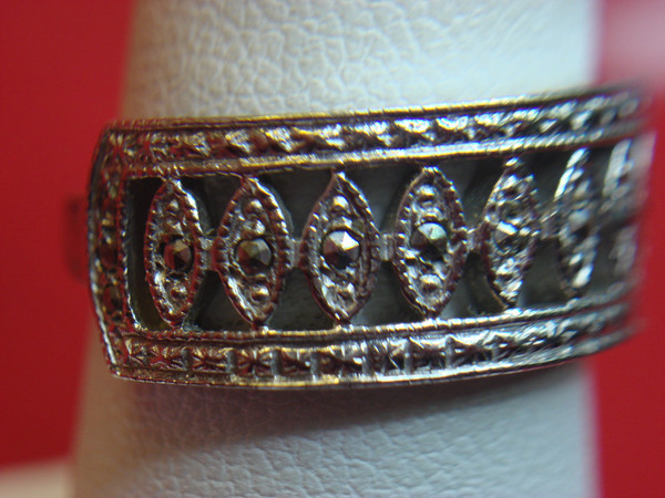Vintage B.K. Sterling Silver Ring with Marcasites - Size 7