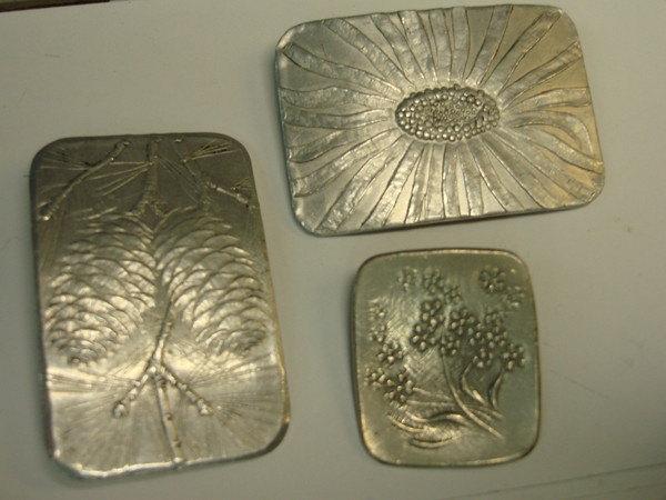 Vintage Wendell August & R. Tennessmed Artisan Signed Pins - Pine Cone, Sunflower & Pewter
