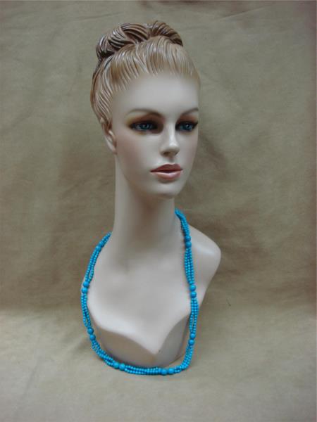 Stunning Genuine Blue Howlite Necklace - 28 Inch, Multi-Row Design