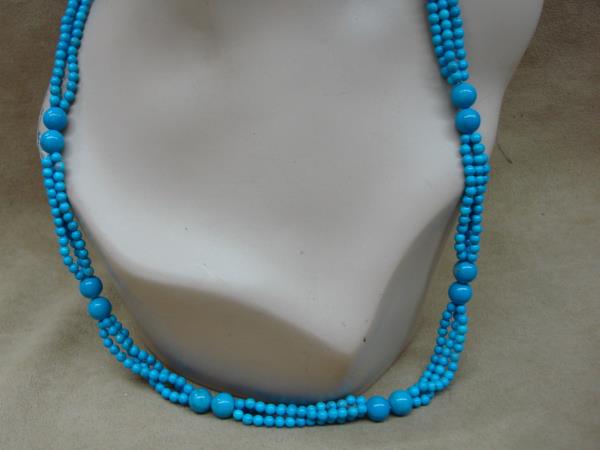 Stunning Genuine Blue Howlite Necklace - 28 Inch, Multi-Row Design