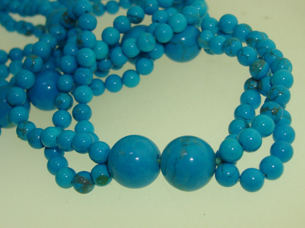 Stunning Genuine Blue Howlite Necklace - 28 Inch, Multi-Row Design