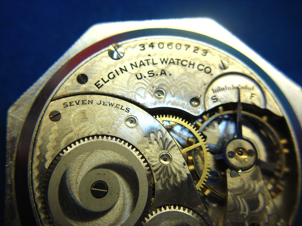 Vintage Elgin Art Deco Pocket Watch - Grade 303, Size 12s, 7 Jewel Movement