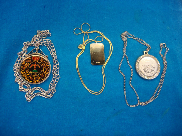 3 Unique Coin & Bullion Necklaces Set - Crown, Gold Replica & Almost Gold Pendant