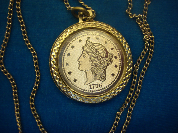 3 Unique Coin & Bullion Necklaces Set - Crown, Gold Replica & Almost Gold Pendant