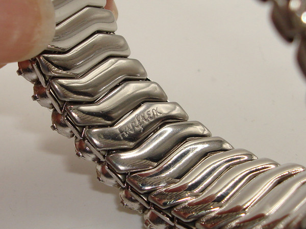 Vintage 1960s Airflex Rhinestone Stretch Bracelet - Silver, Foiled Stones