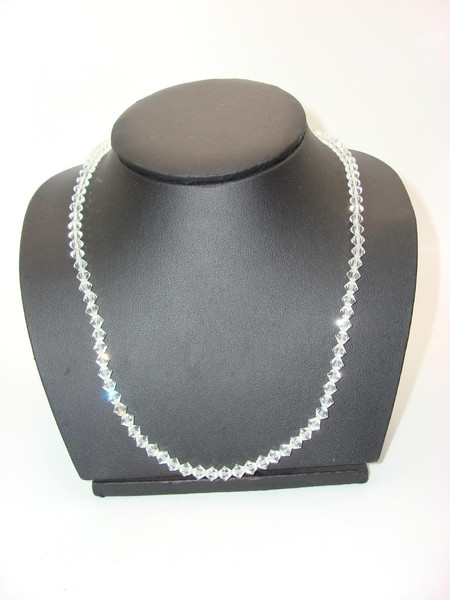 Vintage Clear Crystal Bicone Necklace, 22 Inch, Statement Jewelry