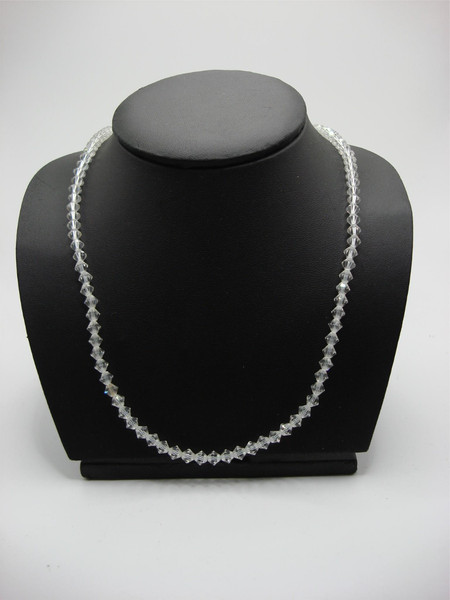 Vintage Clear Crystal Bicone Necklace, 22 Inch, Statement Jewelry