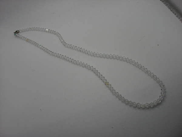 Vintage Clear Crystal Bicone Necklace, 22 Inch, Statement Jewelry