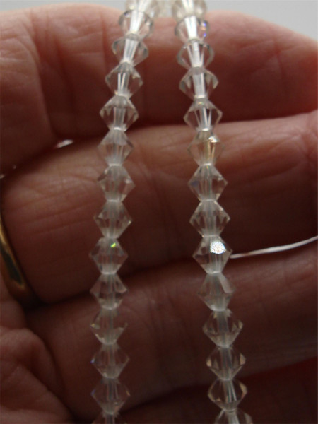 Vintage Clear Crystal Bicone Necklace, 22 Inch, Statement Jewelry