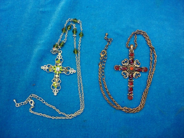 Vintage Cross Pendants Necklace Lot (24+) - Estate Sale Find