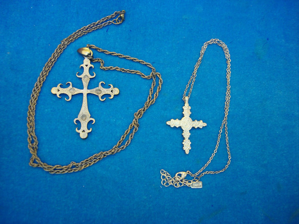 Vintage Cross Pendants & Necklaces - Estate Collection (Set of 2)