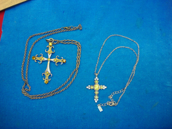Vintage Cross Pendants & Necklaces - Estate Collection (Set of 2)