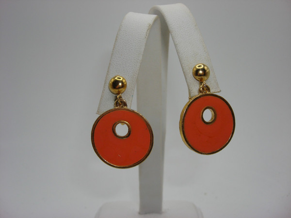 Vintage 1960s Enamel Clip-On Earrings Set of 4 - Estate Find! Gold-Tone Dangles & Hoops