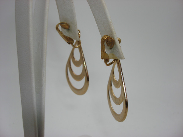 Vintage 1960s Enamel Clip-On Earrings Set of 4 - Estate Find! Gold-Tone Dangles & Hoops