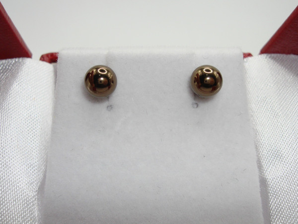 Elegant 14k Solid Gold Stud Earrings (5.8mm) - Lightweight & Classic