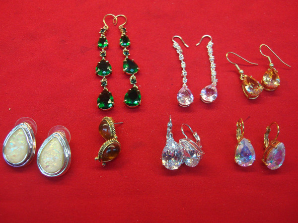 7 Pairs Vintage Teardrop Earrings - Excellent Condition, Under $4 Each