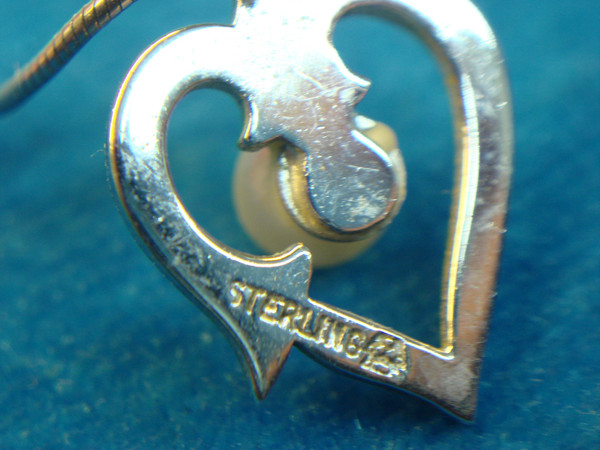 Sterling Silver Heart Pendant Necklace with Cultured Pearl - Vintage & Elegant