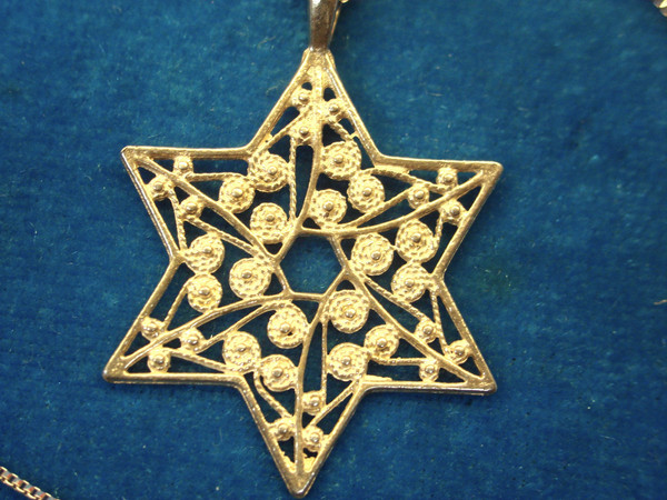 Sterling Silver Star of David Pendant - Ornate Design, 18