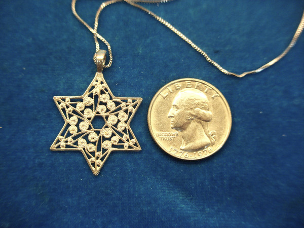 Sterling Silver Star of David Pendant - Ornate Design, 18