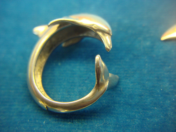 Sterling Silver Dolphin Jewelry Set - Bracelet, Earrings & Ring (Estate Find)