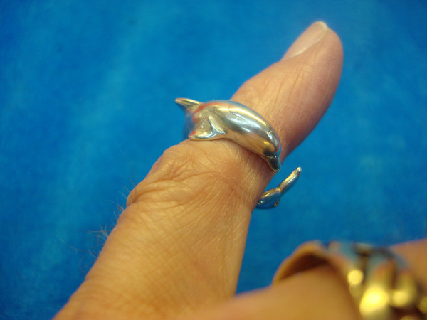 Sterling Silver Dolphin Jewelry Set - Bracelet, Earrings & Ring (Estate Find)