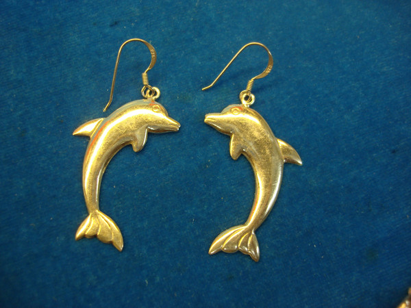 Sterling Silver Dolphin Jewelry Set - Bracelet, Earrings & Ring (Estate Find)