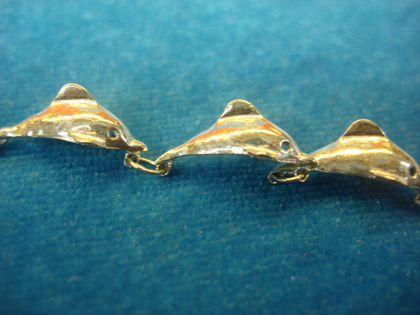 Sterling Silver Dolphin Jewelry Set - Bracelet, Earrings & Ring (Estate Find)