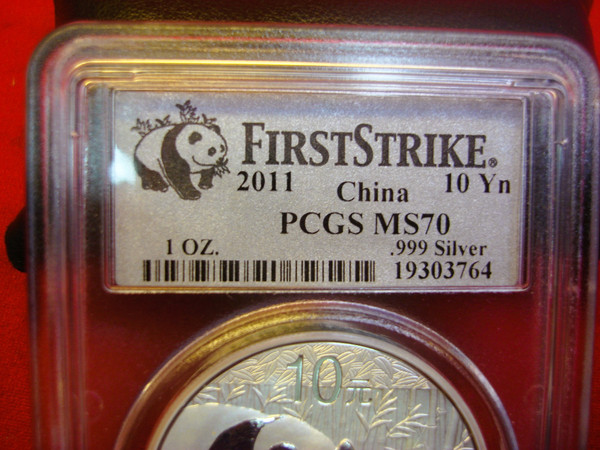 2011 China Panda 1 Oz Silver Coin - PCGS MS70 First Strike - Rare Gem
