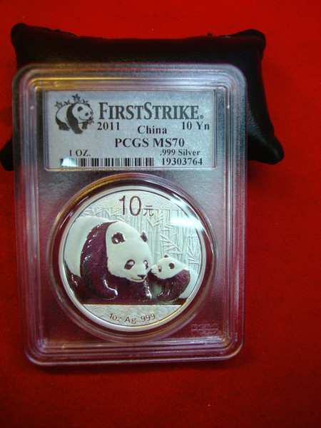 2011 China Panda 1 Oz Silver Coin - PCGS MS70 First Strike - Rare Gem