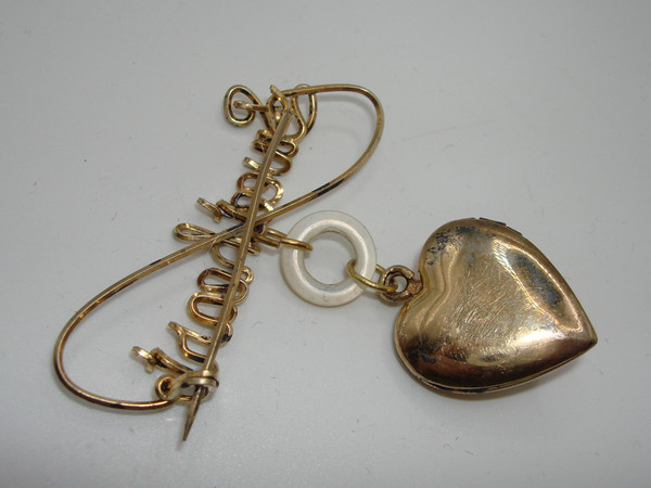 Vintage WWII USMC Sweetheart Locket Pin | Gold Over Sterling, MOP - Rare Find!