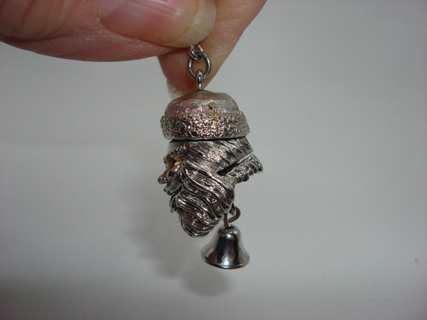 Vintage Monet Articulated Santa Pendant Necklace - Sparkling Red Rhinestones, 24 Inch Chain