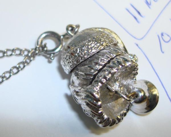 Vintage Monet Articulated Santa Pendant Necklace - Sparkling Red Rhinestones, 24 Inch Chain