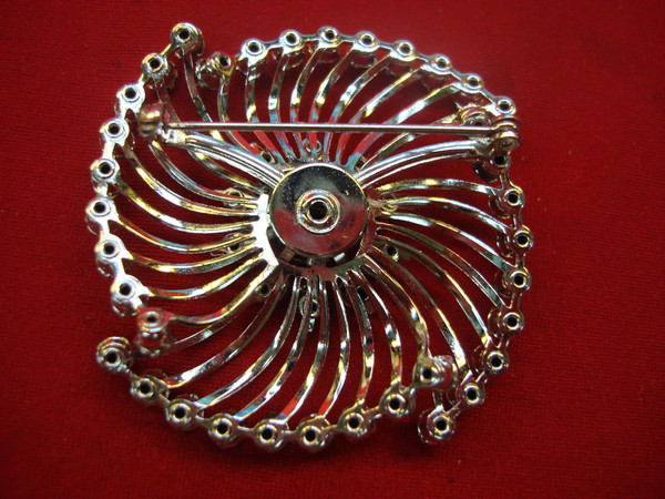 Vintage Starburst Brooch - Light Blue Rhinestones, 2 Inch Diameter, Excellent Condition