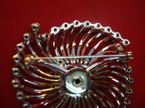 Vintage Starburst Brooch - Light Blue Rhinestones, 2 Inch Diameter, Excellent Condition