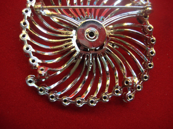Vintage Starburst Brooch - Light Blue Rhinestones, 2 Inch Diameter, Excellent Condition