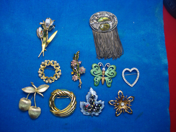 Vintage Costume Pin Lot of 10 - Unique & Usable Estate Jewelry Finds