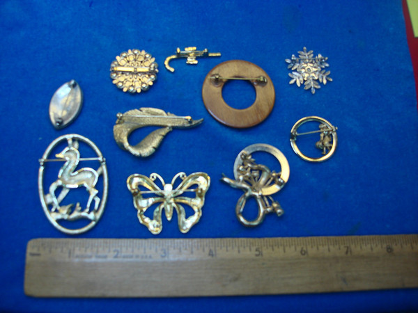 Vintage Costume Pin Lot of 10 - Unique Designs & Collectible Accessories
