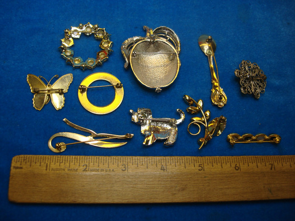 Vintage Estate Jewelry Lot: 10 Unique Pins - All Usable & Stunning Condition
