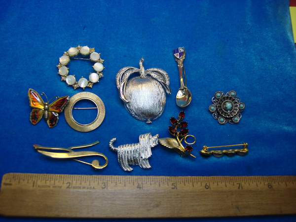 Vintage Estate Jewelry Lot: 10 Unique Pins - All Usable & Stunning Condition