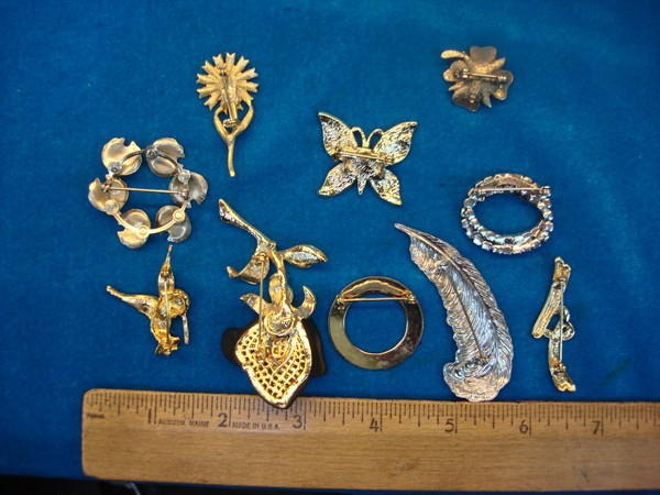 Vintage Costume Pin Collection - 10 Unique & Usable Pins